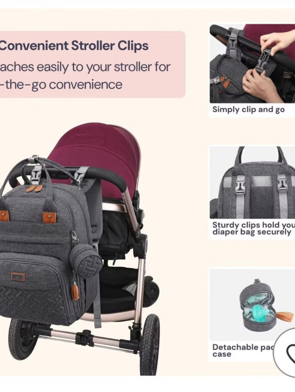BabbleRoo Original Diaper Bag Backpack Style26L Hands Free. - Picture 13 of 15